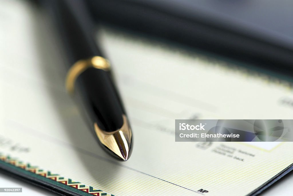 Checkbook caneta - Royalty-free Assinar Foto de stock