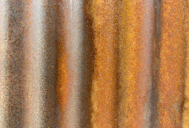 steel wall and zinc steel slide door rust - wood shutter rusty rust imagens e fotografias de stock