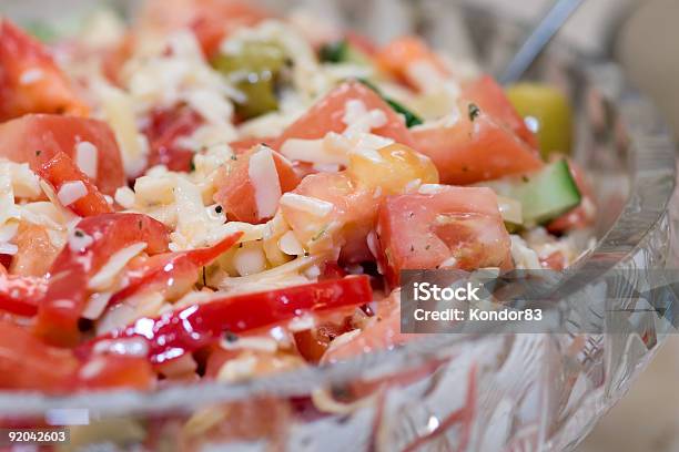 Mediterranean Salad In Glass Plate Selective Focus Stock Photo - Download Image Now