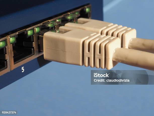 Modem Plug Computer Modem Router Switch With Rj45 Ethernet Plug Ports Stock Photo ...