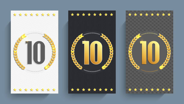istock Set of 10th anniversary decorated anniversary card template. 920427486