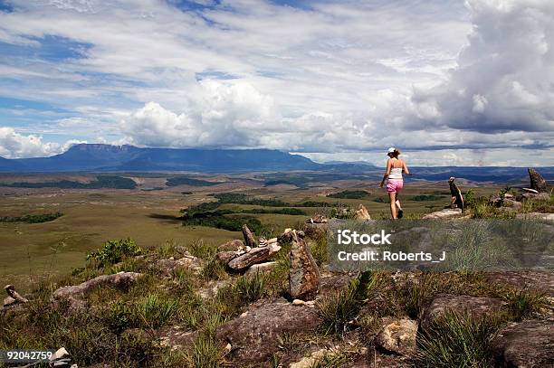 Turista Com Tepui Em Segundo Plano - Fotografias de stock e mais imagens de Guiana - Guiana, Monte Roraima, Mulheres