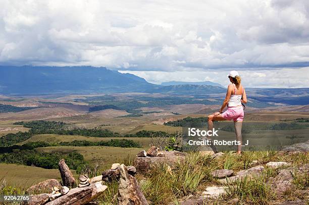 Mulher Olhando Para Tepui Na Venezuela - Fotografias de stock e mais imagens de Mesa - Mobília - Mesa - Mobília, Planalto, Adulto