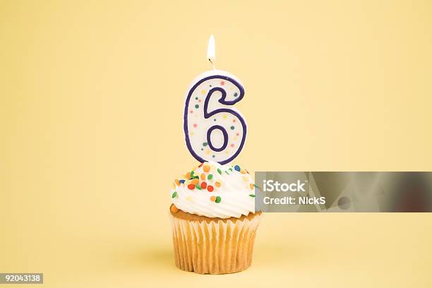 Cupcake Number Series Stock Photo - Download Image Now - Number 6, 6-7 Years, Birthday