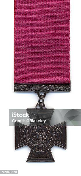 British Victoria Cross Crimson Ribbon Stock Photo - Download Image Now - The Victoria Cross, Medal, Religious Cross