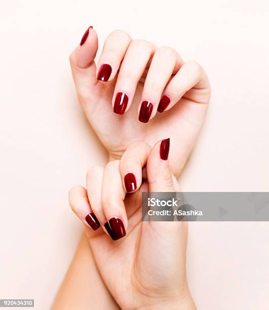 Perfect Red Nails Stock Photo - Download Image Now - Fingernail, Manicure, Nail Polish