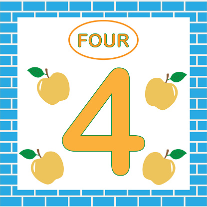 Number 4 Math Way Learning Numbers Mathematics Card With Number 4 Stock Illustration ...