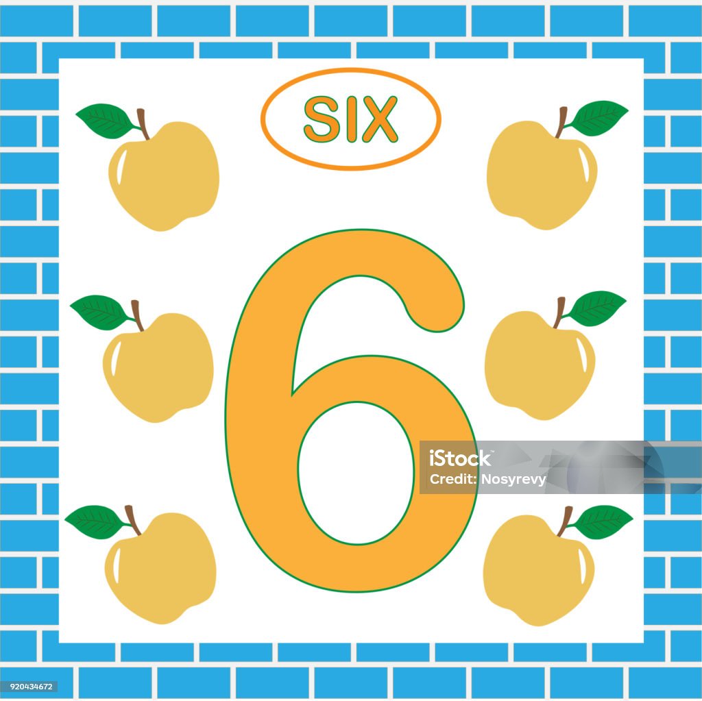 6with Numbers Card With Number 6 Education For Children Learning Numbers Mathematics ...