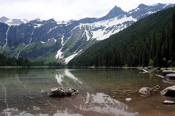 Cameron Lake in Waterton Lakes National Park, Alberta, Canada on a beautiful morning of summer.