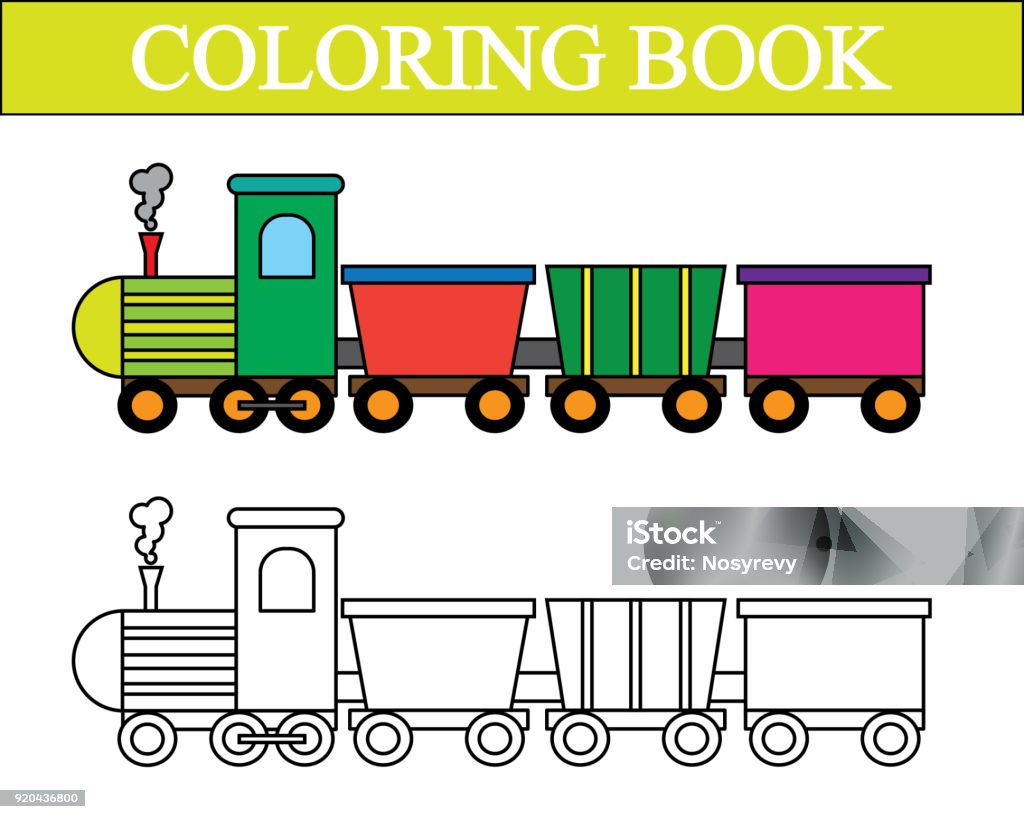 Coloring book. Train cartoon. Vector illustration. Art stock vector