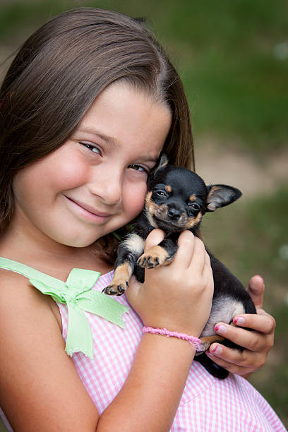 istock Smiling young girl with puppy 92044007