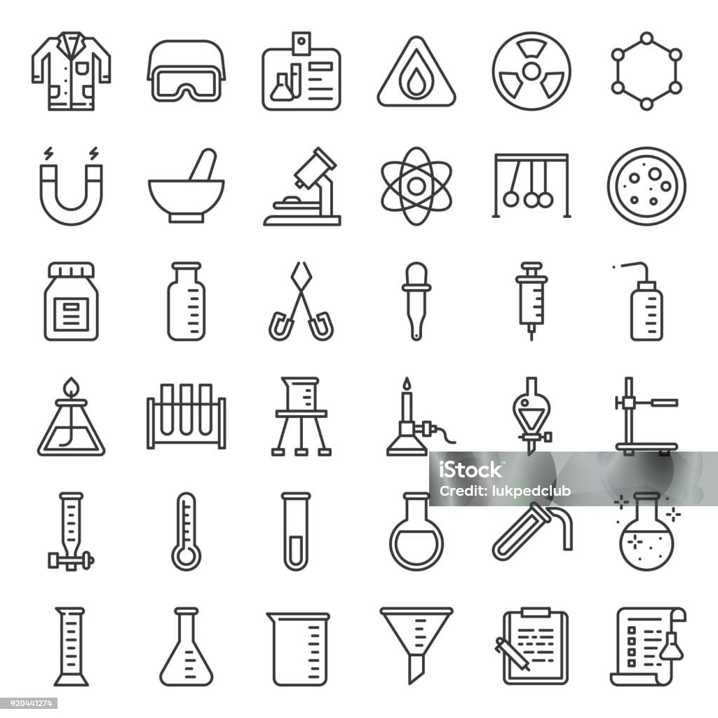 Lab and chemistry education icon, thin line Icon Symbol stock vector