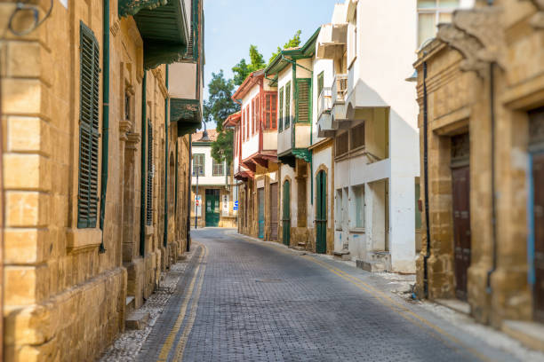 Asim efendi street, narrow historic street in central Nicosia Asim efendi street, narrow historic street in central Nicosia nicosia cyprus stock pictures, royalty-free photos & images