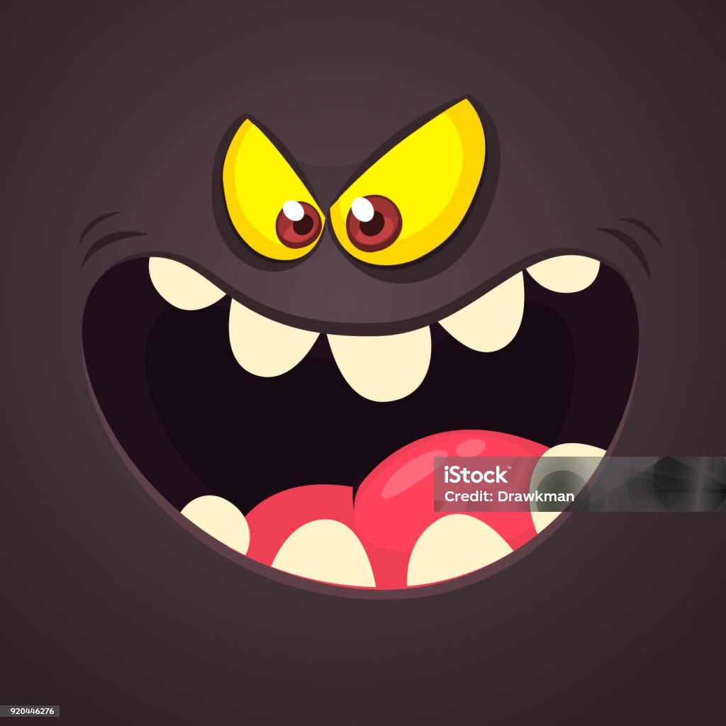 Funny Monster Smiling Face Vector Illustration Halloween Cartoon Monster  Screaming Stock Illustration - Download Image Now - iStock