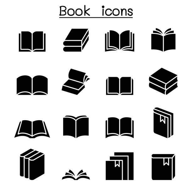 ilustraciones, imágenes clip art, dibujos animados e iconos de stock de conjunto de iconos de libro - libro