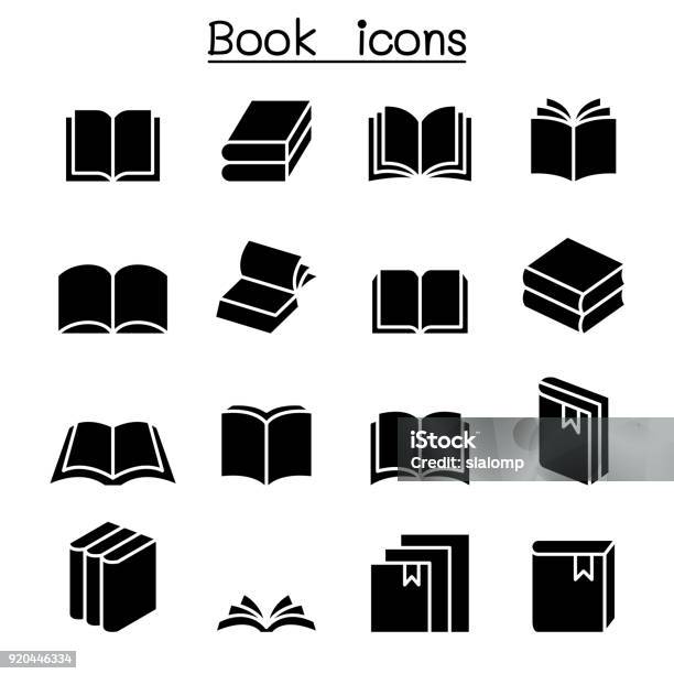 Set Di Icone Libro - Immagini vettoriali stock e altre immagini di Libro - Libro, Icona, Aperto