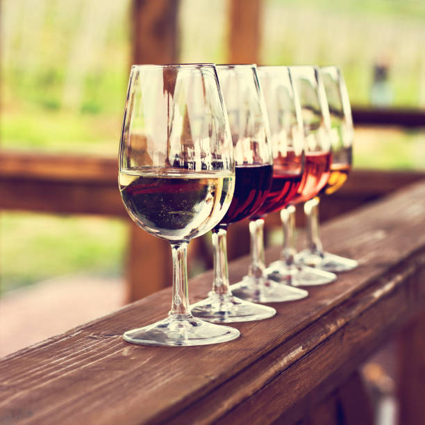 istock Glasses with wine. Red, pink, white wine in glasses. 920454718