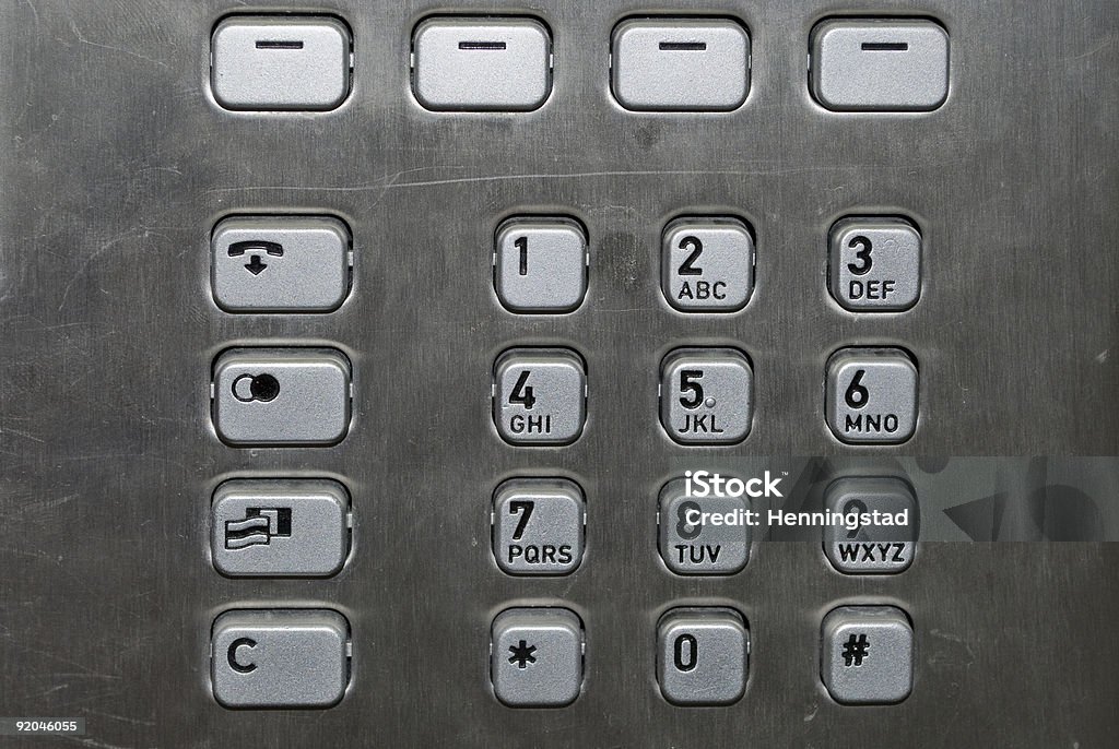 Metallic number pad on a public phone  Color Image Stock Photo