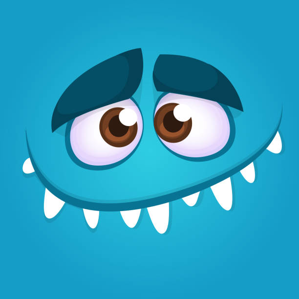 Funny Cartoon Monster Face Smiling Vector Illustration Of Blue Creepy  Monster Avatar Halloween Design Stock Illustration - Download Image Now -  iStock