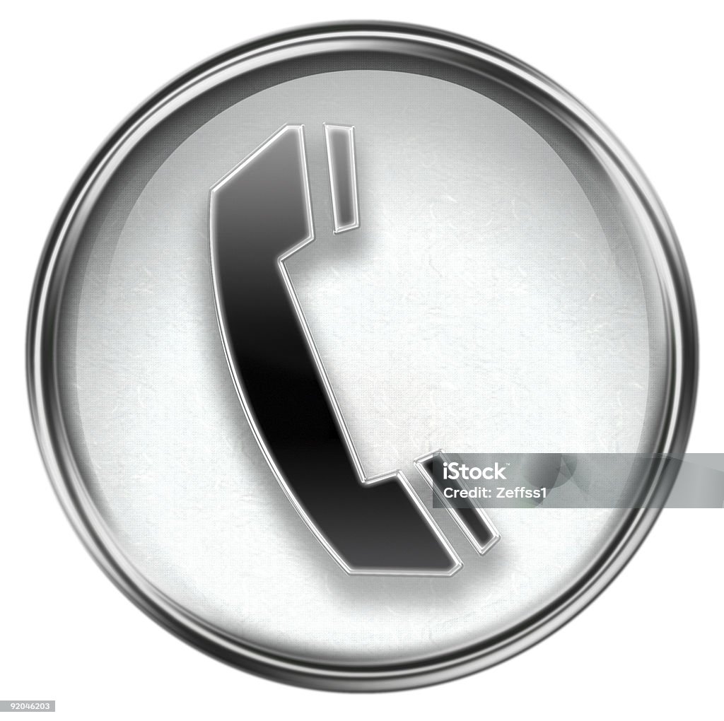 Gris téléphone icône, isolé sur fond blanc - Illustration de Blanc libre de droits