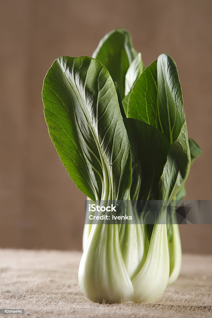 chinese cabbage bok choy pak-choi on rustic brown background  Antioxidant Stock Photo