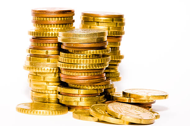 istock Gold euro coins isolated on white background 92046642