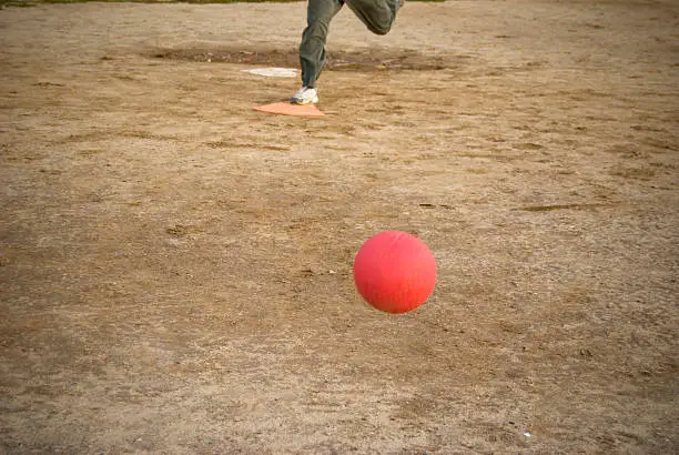 Photo of red kickball approach