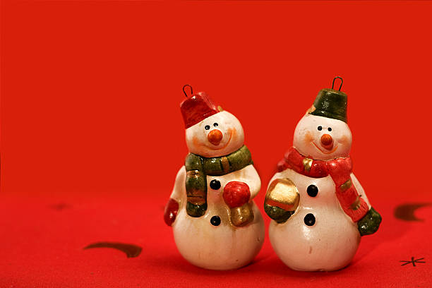 istock Christmas scene with decorated snowmen 92048660