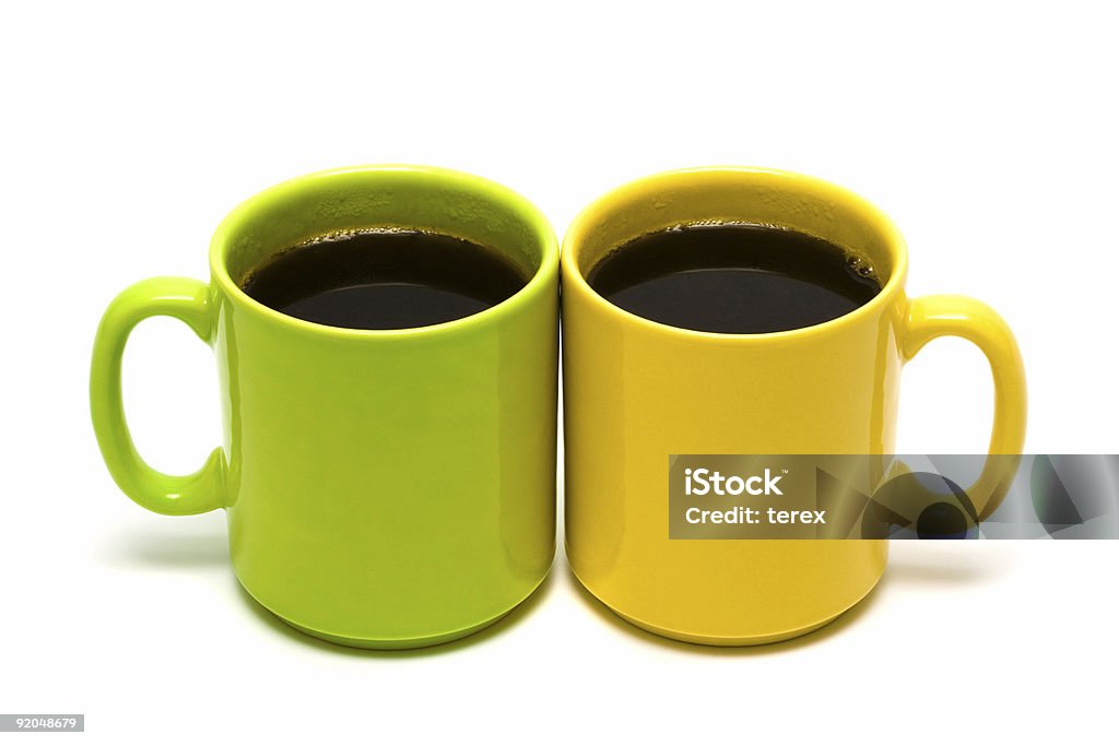 Giallo e verde Tazza da caffè - Foto stock royalty-free di Bianco