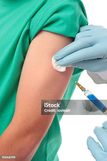 Doctor Needle Injection Stock Photo - Download Image Now - Boys, Child, Injecting