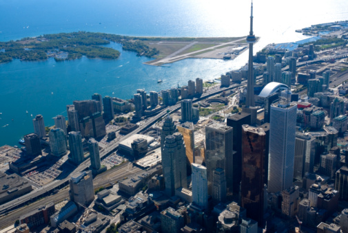 The Toronto city skyline during the morning hours.