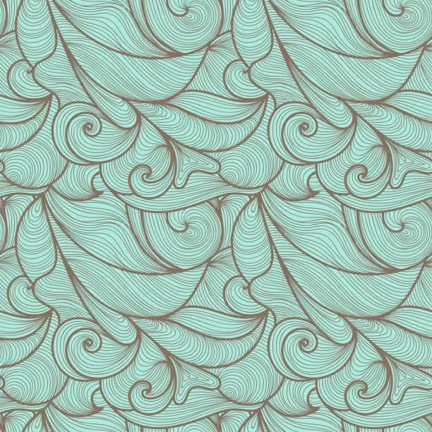 Vector illustration of Seamless abstract hand-drawn waves pattern, wavy background.