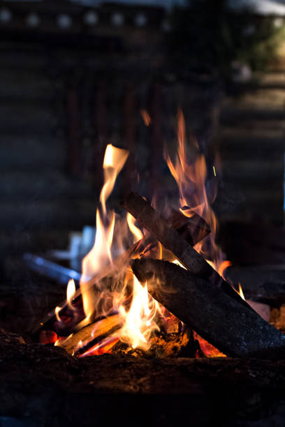 istock Flame of a fire in a kolyba. Bonfire in the restaurant. 920490656
