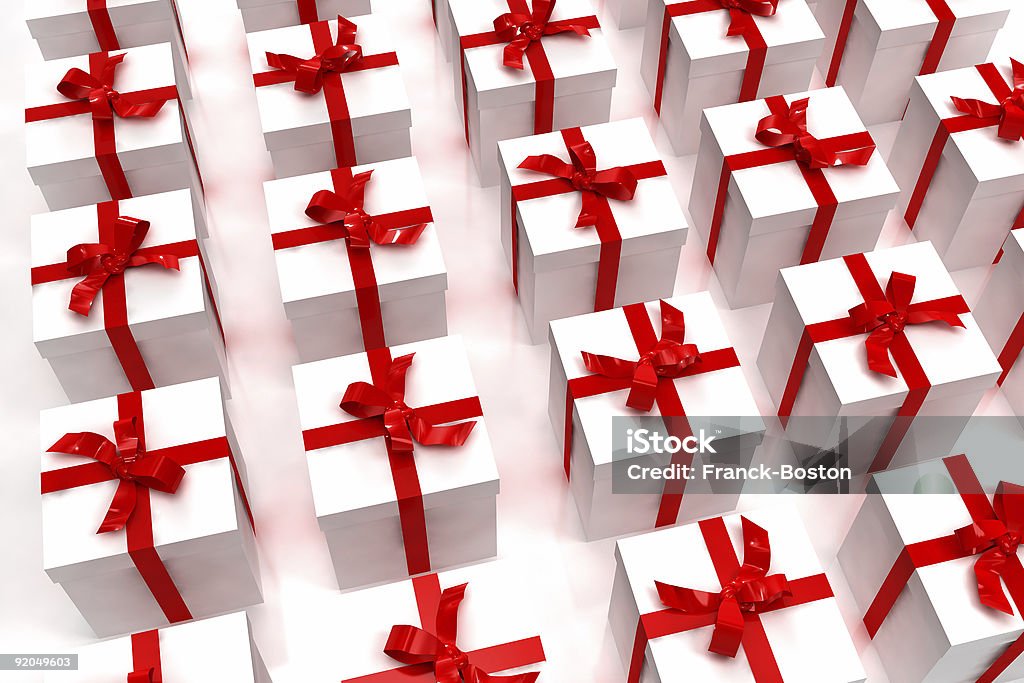 Sfondo di giftboxes bianco - Foto stock royalty-free di Abbondanza
