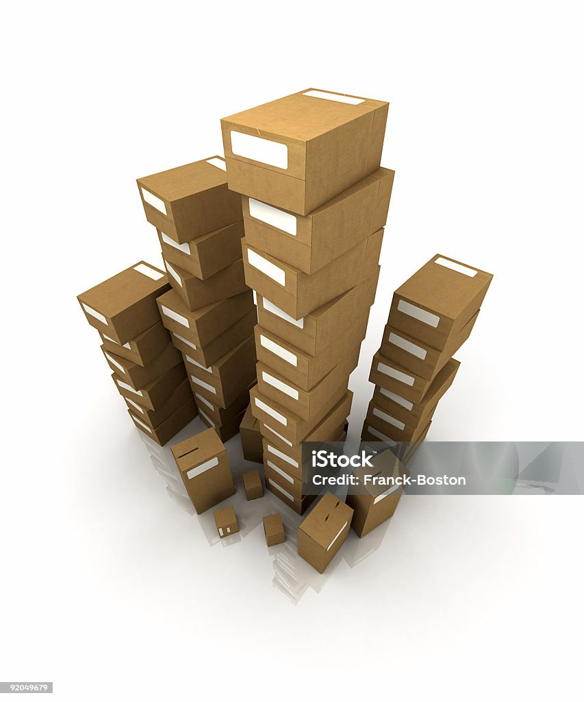 Huge piles of cardboard boxes  Balance Stock Photo