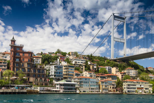 View of Fatih Sultan Mehmet Bridge. Istanbul. Turkey. stock photo