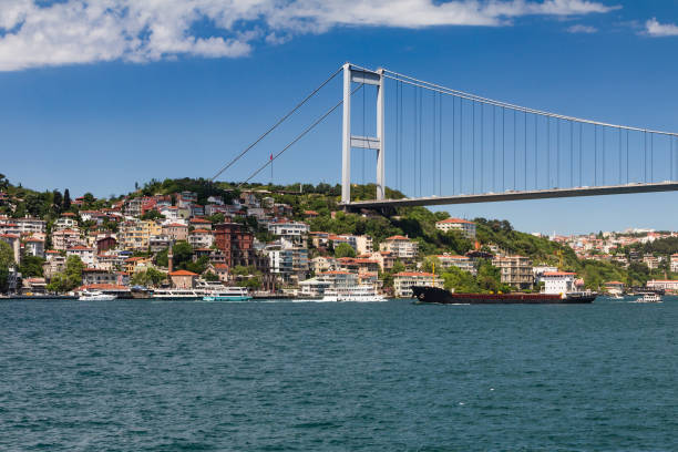 View of Fatih Sultan Mehmet Bridge. Istanbul. Turkey. stock photo