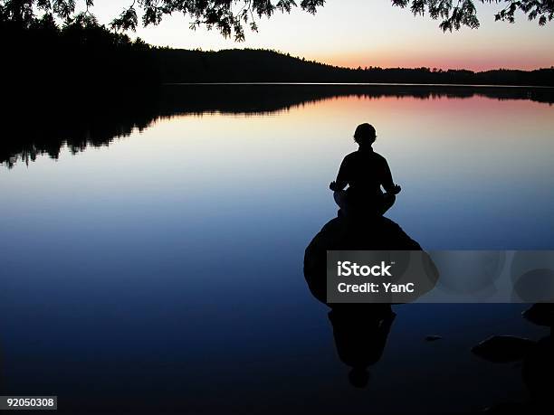 Lake Yoga Stock Photo - Download Image Now - Activity, Adult, Back Lit