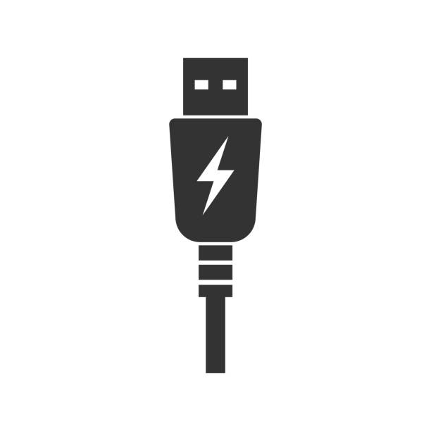 usb-stecker ladesymbol. vektor-illustration. - usb cable illustrations stock-grafiken, -clipart, -cartoons und -symbole