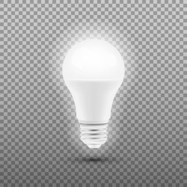 ilustrações, clipart, desenhos animados e ícones de lâmpada de led brilhante isolada em fundo transparente. ilustração em vetor. - led diode light bulb bright