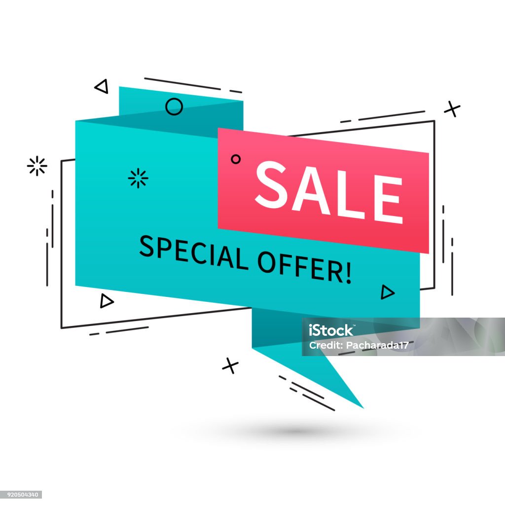 Flat Linear Promotion Ribbon Banners Price Tags Stickers Badges Posters  Vector Illustration Stock Illustration - Download Image Now - iStock