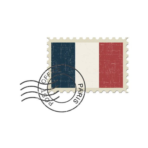 znaczek pocztowy francja flaga - flag russian flag russia dirty stock illustrations