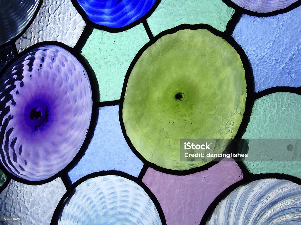 Stained glass - geometric circles  Art Nouveau Stock Photo