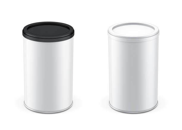 istock Two metal Tin can packaging Mockup with plastic cover 920516088
