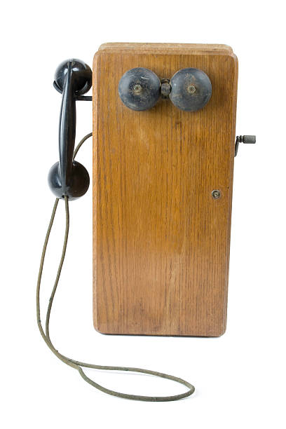 istock Antique Wooden Telephone on White Background 92051652