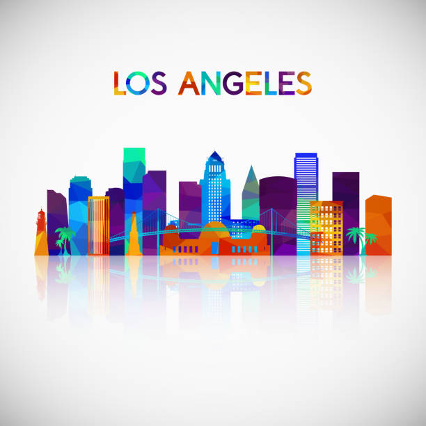 Los Angeles skyline silhouette in colorful geometric style. Symbol for your design. Vector illustration. Los Angeles skyline silhouette in colorful geometric style. Symbol for your design. Vector illustration. los angeles stock illustrations