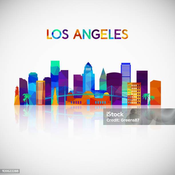 Los Angeles Skyline Silhouette In Colorful Geometric Style Symbol For Your Design Vector Illustration Stock Illustration - Download Image Now