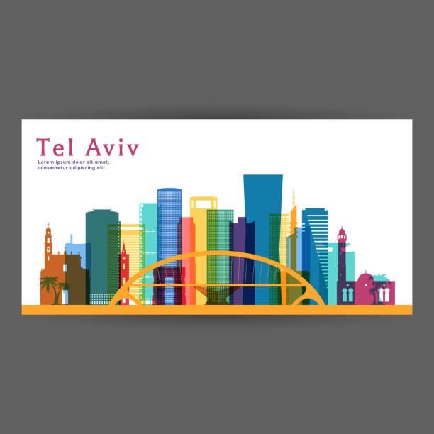 Tel Aviv colorful architecture vector illustration, skyline city silhouette, skyscraper, flat design. Tel Aviv colorful architecture vector illustration, skyline city silhouette, skyscraper, flat design. israel skyline stock illustrations