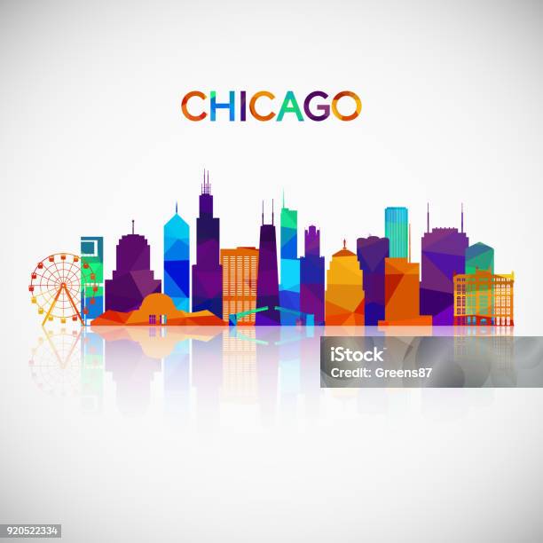 Silhouette Du Chicago Skyline Dans Le Style Géométrique Coloré Symbole De Votre Conception Illustration Vectorielle Vecteurs libres de droits et plus d'images vectorielles de Chicago - Illinois