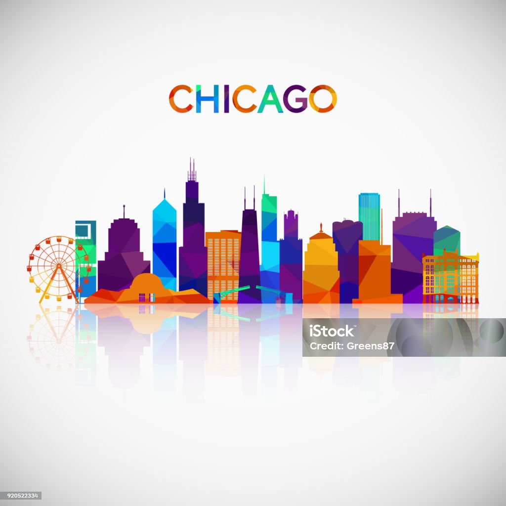 Chicago skyline silhouette in colorful geometric style. Symbol for your design. Vector illustration. Chicago - Illinois stock vector